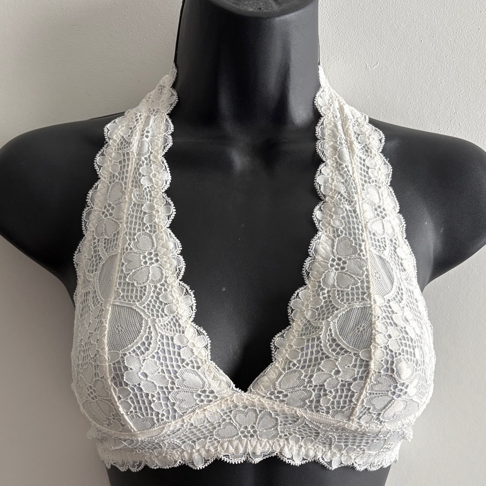 Intimately Free People coquette Lace Halter Bralette - White SZ XS